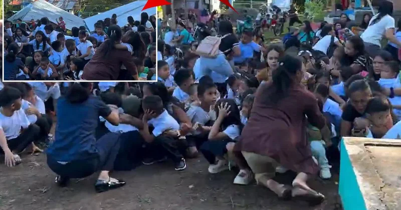Filipinler deki 7,8 lik deprem kamerada! Onlarca öğrenci kabusu yaşadı