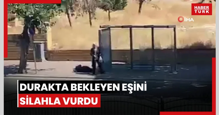 Durakta bekleyen eşini silahla vurdu