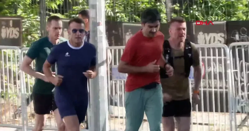 Macron Ankara da sabah koşusu yaptı! Polis kuş uçurtmadı