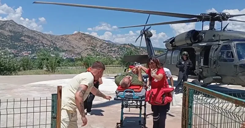 Engerek yılanının ısırdığı şahıs helikopterle hastaneye kaldırıldı