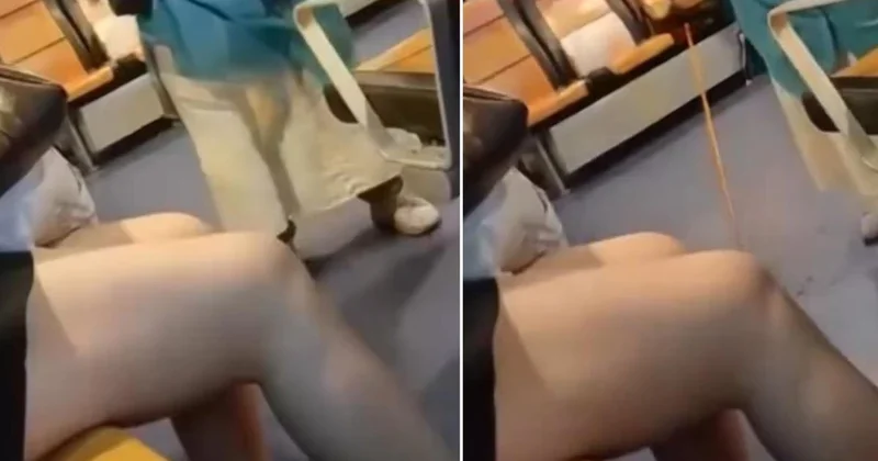Vapurda skandal görüntü! Şort giyen genç kıza bastonla vurdu
