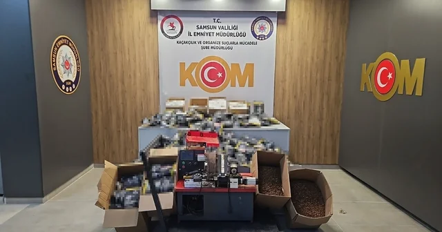 Kaçak 14 bin makaron ve 23 kilo tütün piyasaya sürülmeden ele geçirildi Samsun Haberleri Habertürk Yerel Haberler