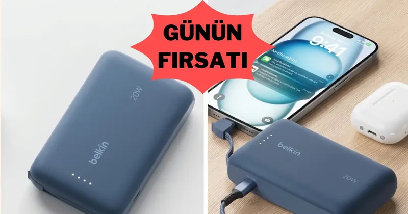Şarjım bitti derdine son veren Belkin entegre kablolu powerbank indirimde!