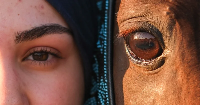 Hayvanlardan korkan genç kız, babasıyla birlikte ata binmeyi öğretir oldu