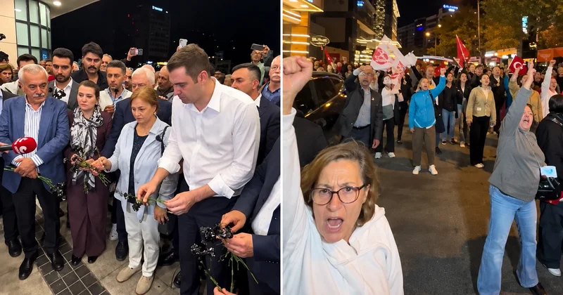 İzmir de Cemil Tugay protestosunda gerginlik! Vatandaşlardan YENİ Parti ye soğuk duş
