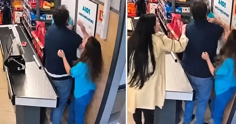 Kadın kasiyeri köşeye sıkıştırıp dehşeti yaşattı