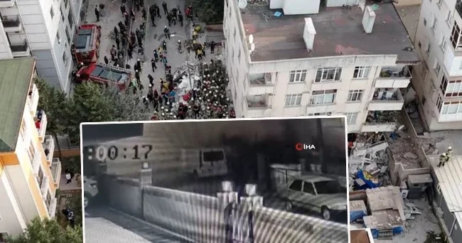 Maltepe de 7 katlı binanın 3 katı böyle çöktü