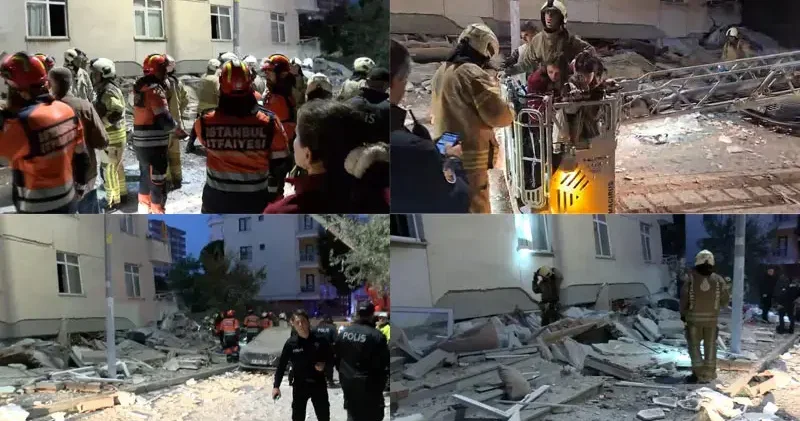 Maltepe de 7 katlı binanın ilk 3 katı çöktü; arama kurtarma çalışması sürüyor