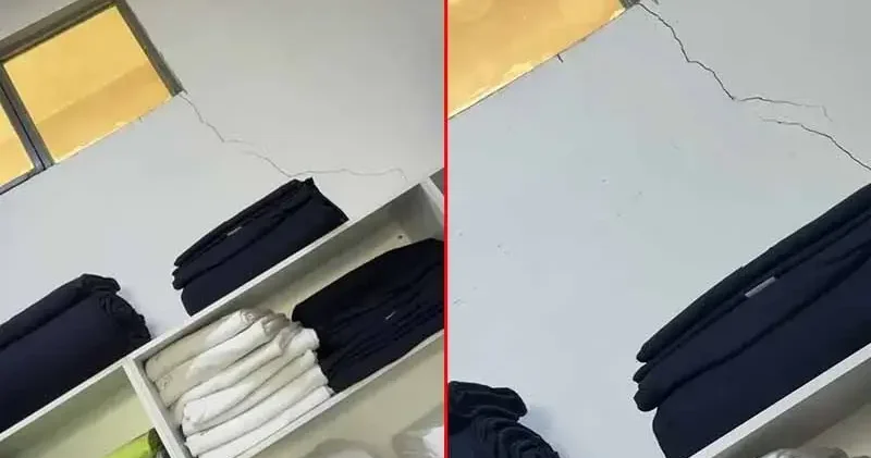 Maltepe de bina çökmeden önce kaydedilen görüntüler ortaya çıktı: Çatlaklar gün geçtikçe büyüyor