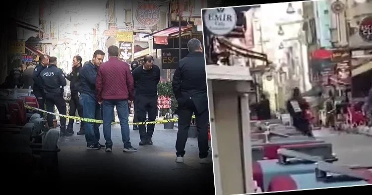 Taksim de otel sahibi ile kafeterya sahibi arasındaki kavga kamerada