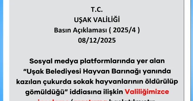 Uşak Valiliği, bakım evi yanında ölü hayvan bulunduğu iddialarıyla ilgili inceleme başlattı Uşak Haberleri