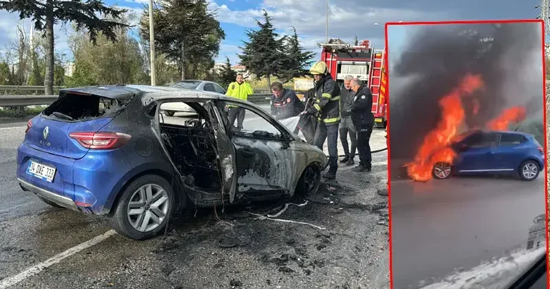 Samsunsporlu futbolcu Musaba nın kullandığı araç alev aldı