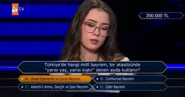 Milyoner de yarışmacıyı şaşırtan soru: ‘Ben hep yanarım yani Ağustos’ta’