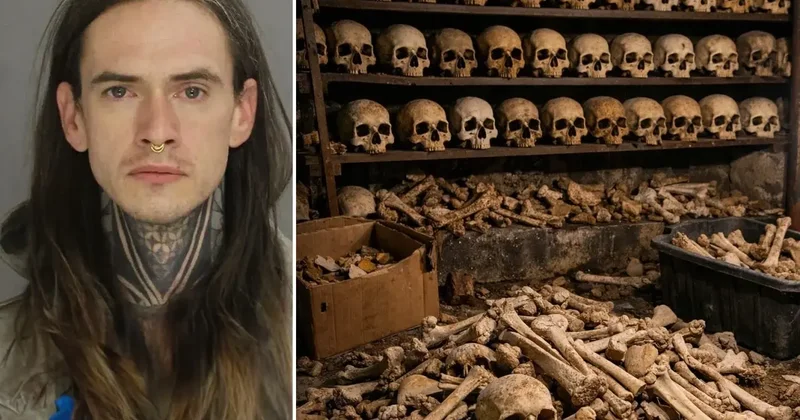 Ülke ayakta! Evinde 100 den fazla kafatası ve kemikler bulundu