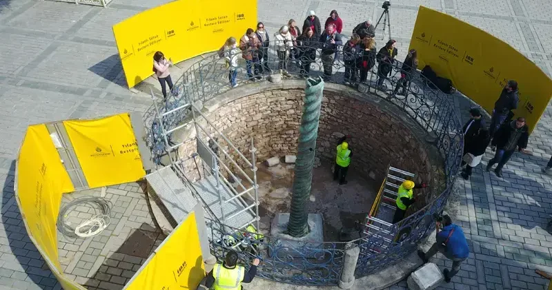 The 2,500 year old Serpent Column is being restored; The most important bronze work in Istanbul