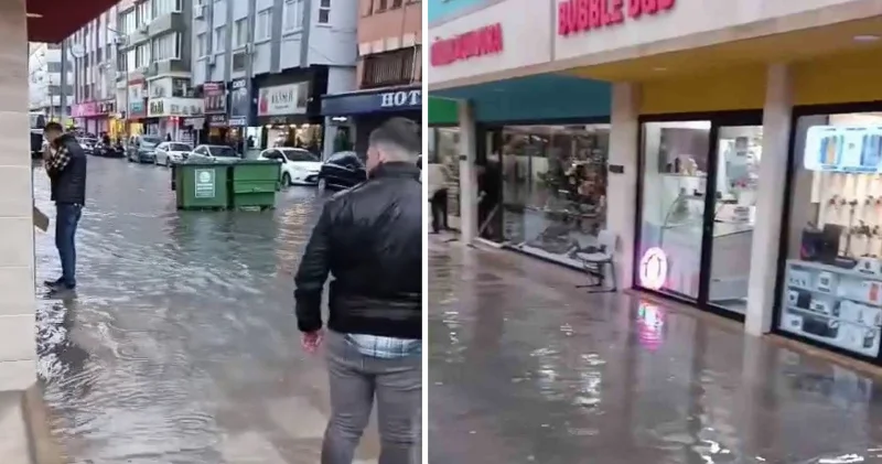 Hatay da yoğun yağış: Ayakkabıcılar çarşısı göle döndü Hatay Haberleri