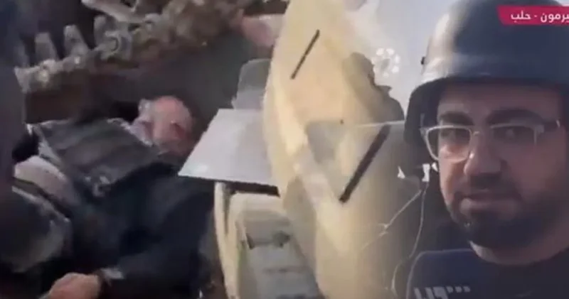 Muhabire canlı yayında tank çarprı! Yürekleri ağza getiren görüntüler