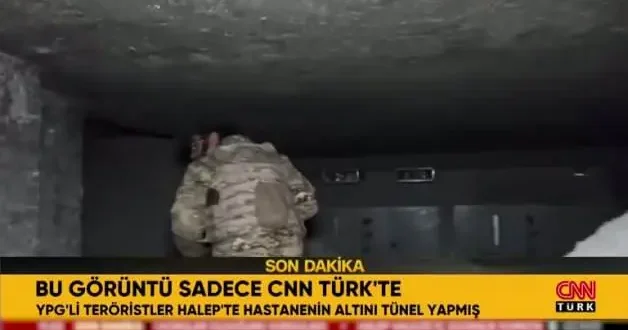 Halep ten çıkarılan YPG nin hastaneye yaptığı tünel ilk kez görüntülendi