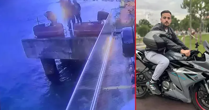 Sarıyer de hayatını kaybeden motosiklet sürücüsünün denize düştüğü anlar kamerada