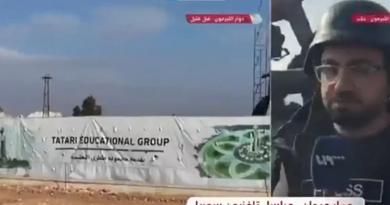 Suriyeli gazeteciye canlı yayında tank çarptı