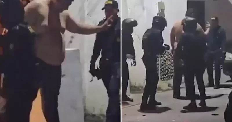 Çevredekiler saldıran şahsı, 9 polis güçlükle gözaltına aldı