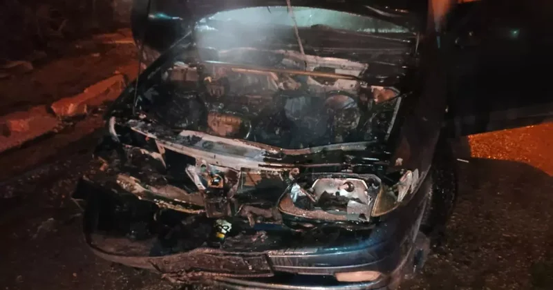 Park halindeki otomobil alev alev yandı