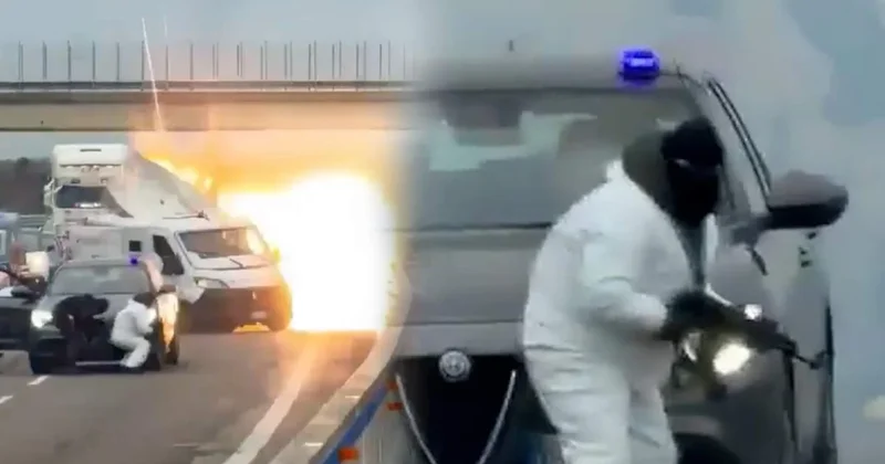 Avrupa nın göbeğinde silahlar konuştu: Otoyolun ortasında aracı patlattılar Sözcü Gazetesi