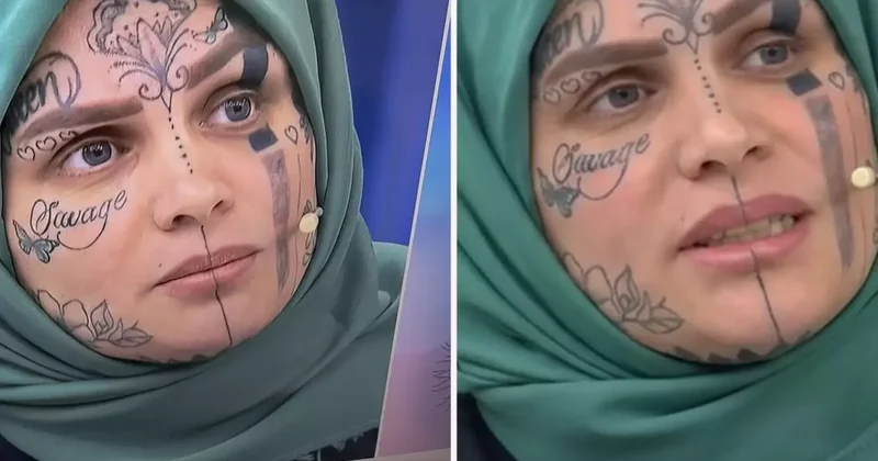 Dövmeleri, katıldığı programa damga vurdu