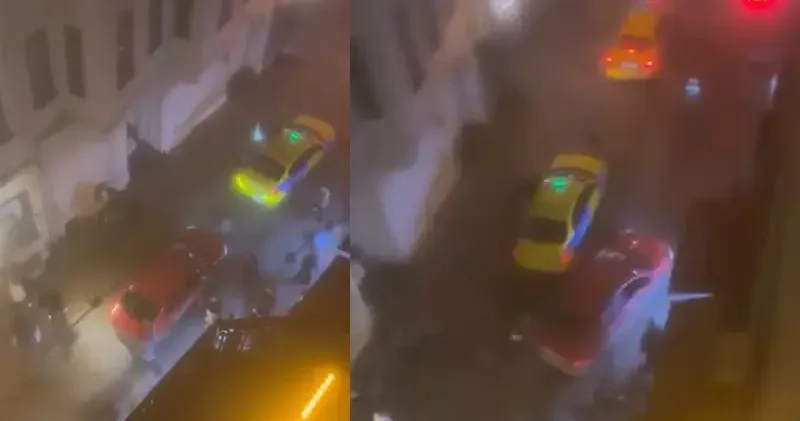 Beyoğlu nda aracını kavga ettiği grubun üzerine sürdü; kaldırımdakiler ezilmekten son anda kurtuldu