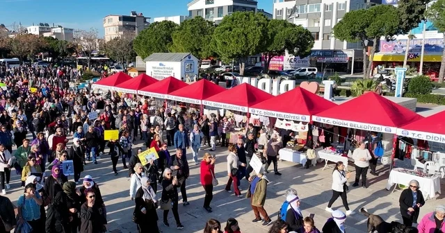 Didim de Emekçi Kadınlar Pazarı kent meydanında açıldı Aydın Haberleri