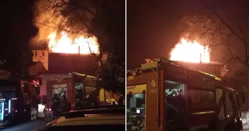Kartal’da 3 katlı binanın çatısı alev alev yandı; 2 kişi dumandan etkilendi
