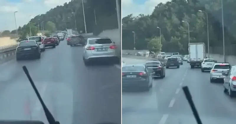Maltepe de trafikte kalan ambulansa fermuar yöntemiyle yol verdiler