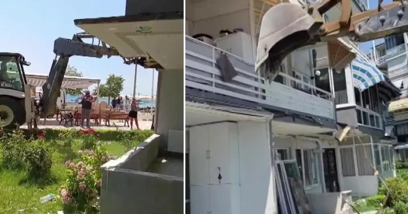 20 santimetrelik balkon çıkıntısı için kepçeli yıkıma ev sahipleri isyan etti