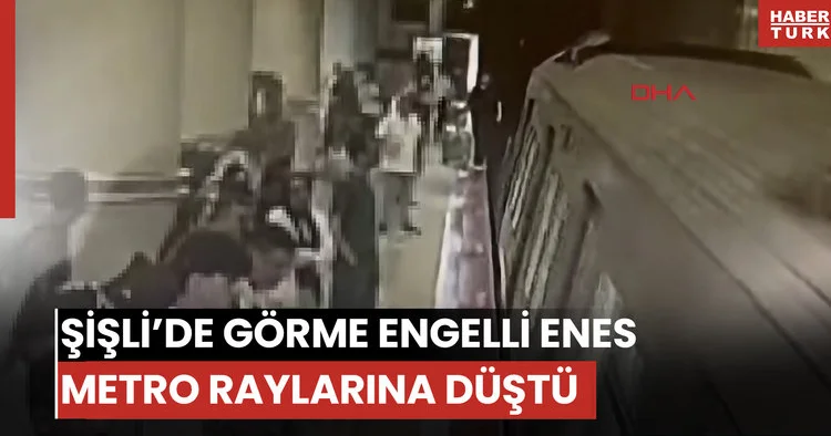 Şişli’de görme engelli Enes’in valiziyle metro raylarına düştüğü anlar kamerada