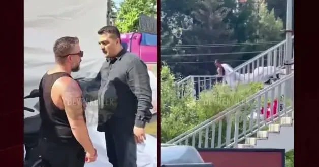 Cumhurbaşkanı nın afişini sökerken yakalanan şahsa belediye çalışanları müdahale etti