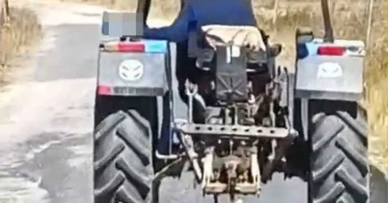 Kahramanmaraş ta köpeği traktöre bağlayıp asfaltta sürüklediği anları kameraya yansıdı