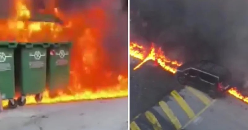 Sultangazi de çöp konteynerine dökülen tiner nedeniyle yangın çıktı