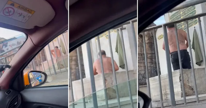 Bağdat Caddesi nde şaşkına çeviren görüntüler! Çeşme suyuyla duş aldı Sözcü Gazetesi