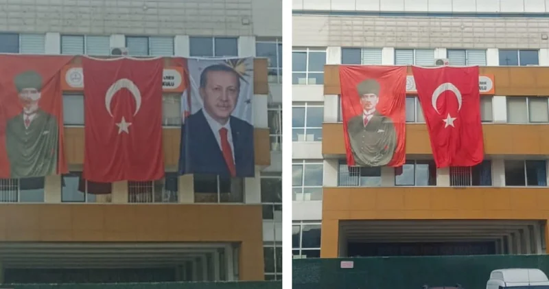 Tepkiler sonuç verdi: 10 Kasım için okula asılan Erdoğan posteri kaldırıldı