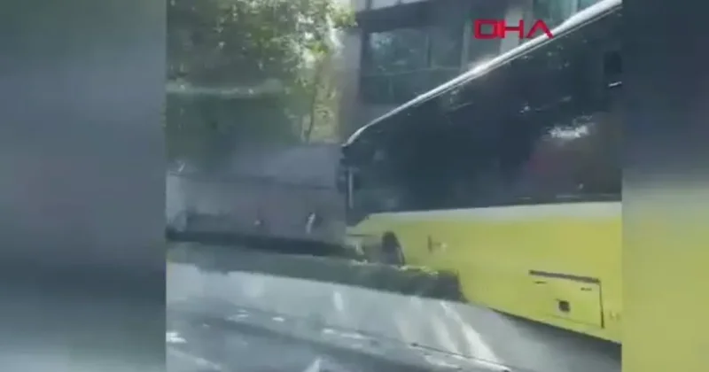 SON DAKİKA Beşiktaş ta İETT otobüsü kaza yaptı