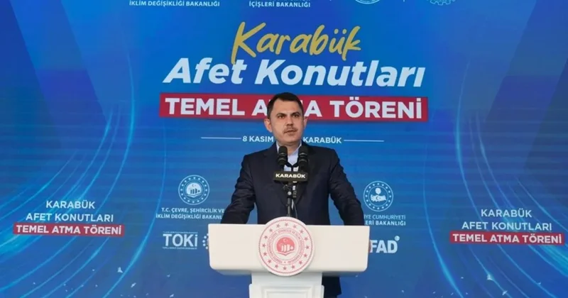 Karabüklüler yeni evlerin temelini Bakan Kurum ile birlikte attı