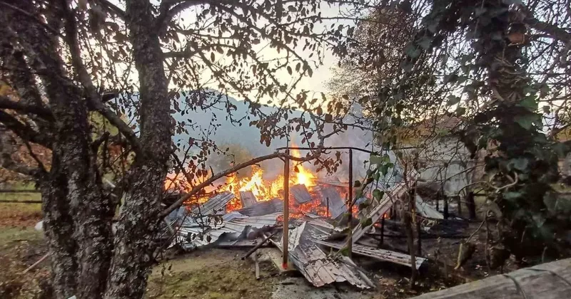 Alevlere teslim olan ahşap evdeki 5 kişi dumandan etkilendi
