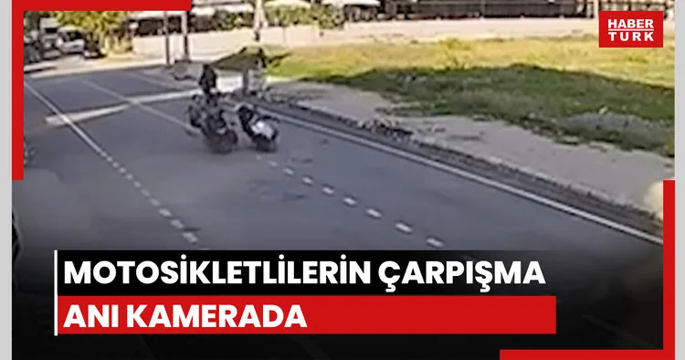 Motosikletlilerin çarpışma anı kamerada