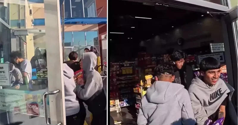 Sosyal medya üzerinden organize olan bisikletli gençler, marketi yağmaladı