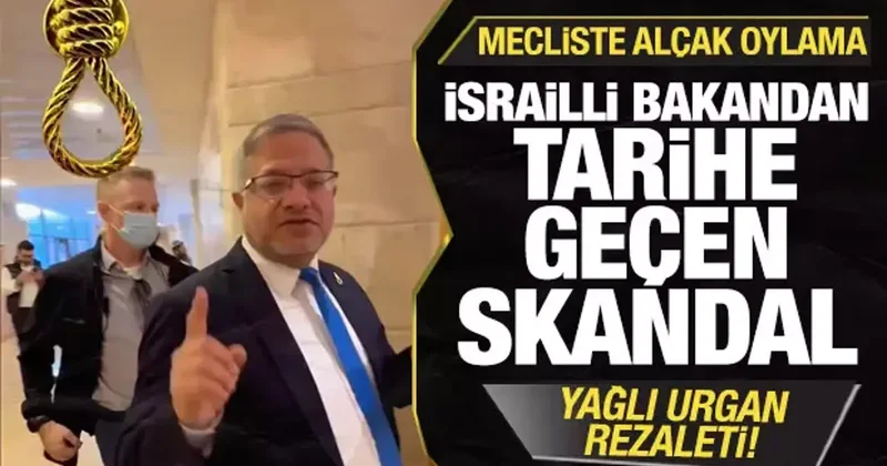 İsrailli bakandan tarihe geçen skandal! Yağlı urgan rozeti taktı! Mecliste alçak oylama