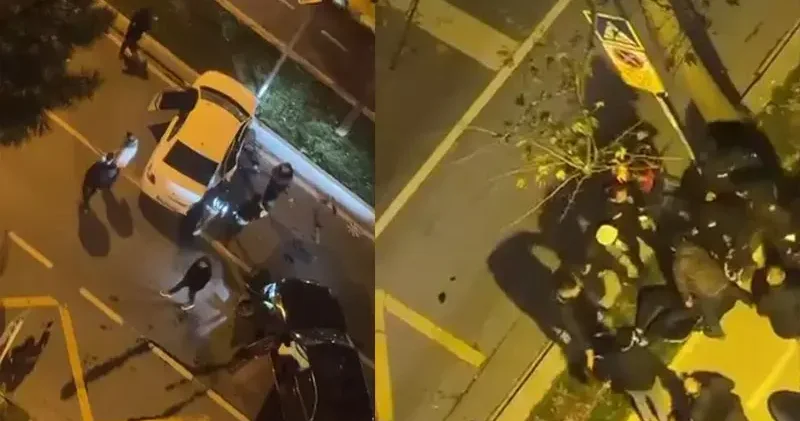 Beylikdüzü nde trafik kazası sonrası tarafların kavga ettiği anlar kamerada