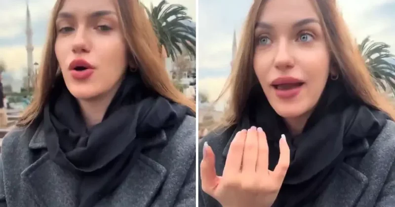 Ukraynalı genç kız, video çekerek Ayasofya daki uygulamaya tepki gösterdi