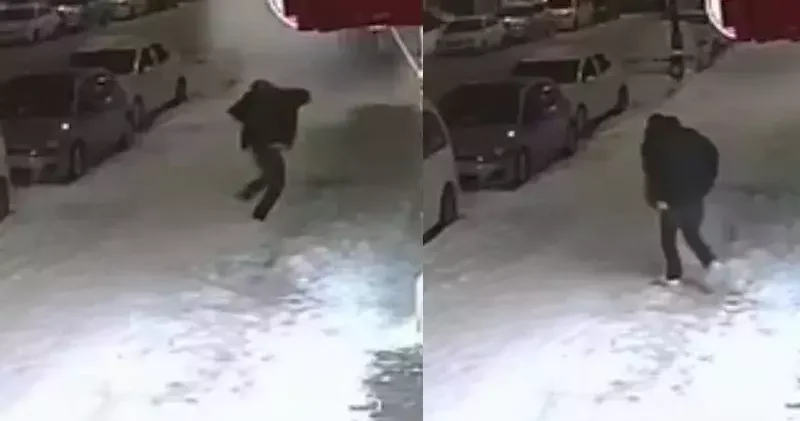 6 katlı binanın çatısından kar kütlesi düştü; 1 yaralı