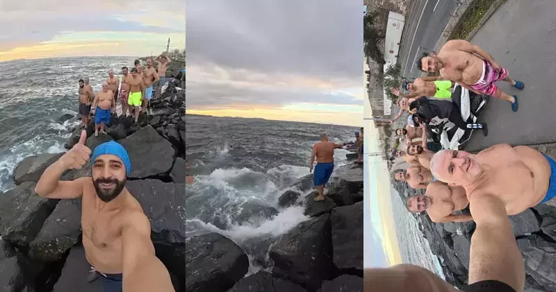 Sarayburnu nda lodosa rağmen denize girdiler