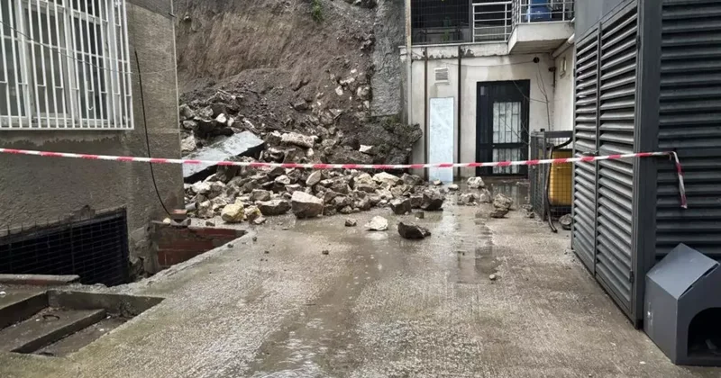 Edirne’de sağanak sonrası istinat duvarı çöktü: Balkonlar zarar gördü